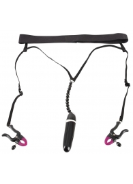 Женские вибростринги с зажимами для половых губ Spreader String with Vibrator - Orion - купить с доставкой в Ногинске