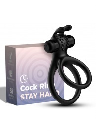 Черное эрекционное виброкольцо с подхватом мошонки Stay Hard - Boys of Toys - в Ногинске купить с доставкой