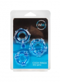 Набор из 3 синих эрекционных колец с различным рельефом - Erowoman-Eroman - в Ногинске купить с доставкой