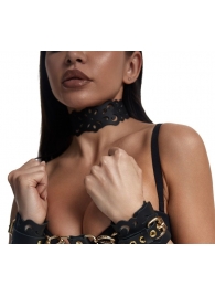 Черный ажурный чокер с золотистой фурнитурой - Crazy Handmade - купить с доставкой в Ногинске