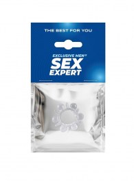 Прозрачное эрекционное кольцо с шариками и шипами - Sex Expert - в Ногинске купить с доставкой