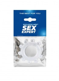 Прозрачное эрекционное кольцо со стимулирующими шариками - Sex Expert - в Ногинске купить с доставкой