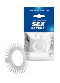 Эластичное эрекционное кольцо с шипиками и шариком - Sex Expert - в Ногинске купить с доставкой