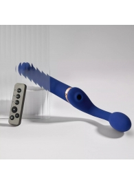 Синий безремневой страпон Multi Orgasm Bendable Strap-On size L с клиторальной стимуляцией - Strap-on-me - купить с доставкой в Ногинске