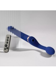 Синий безремневой страпон Multi Orgasm Bendable Strap-On size XL с клиторальной стимуляцией - Strap-on-me - купить с доставкой в Ногинске