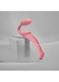 Розовый безремневой страпон Strap-on-me Semi-Realistic Bendable Strap-On size L - Strap-on-me - купить с доставкой в Ногинске