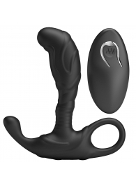Черный изогнутый массажёр простаты с вибрацией и пультом ДУ - Baile - в Ногинске купить с доставкой