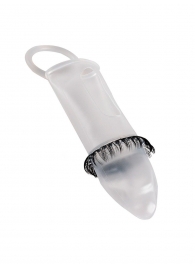 Закрытая насадка на пенис с подхватом мошонки и стимулирующими «ресничками» - Sextaz - в Ногинске купить с доставкой