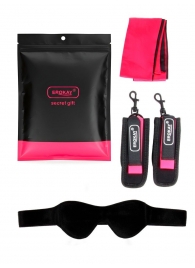 Черно-розовый эротический набор: маска, наручники и повязка - Erokay - купить с доставкой в Ногинске