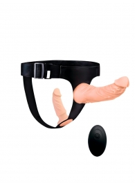 Женский страпон с 2 насадками, вибрацией и пультом ДУ - Erowoman-Eroman - купить с доставкой в Ногинске