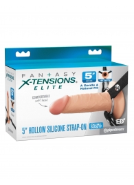 Телесный пустотелый фаллопротез 5’’ Hollow Silicone Strap-On - 14 см. - Pipedream - купить с доставкой в Ногинске
