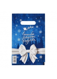 Сине-белый подарочный новогодний пакет с вырубной ручкой (20х30 см) - Сима-Ленд - купить с доставкой в Ногинске