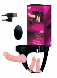 Женский страпон с 3 насадками и вибрацией - Erowoman-Eroman - купить с доставкой в Ногинске