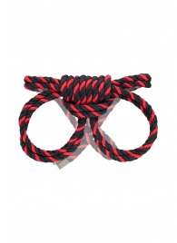 Черно-красные наручники-оковы ’’Узел-омега’’ из хлопковой веревки - Pecado - купить с доставкой в Ногинске