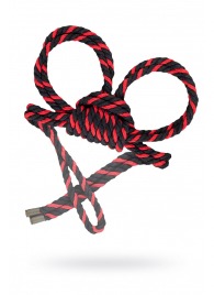 Черно-красные наручники-оковы ’’Узел-омега’’ из хлопковой веревки - Pecado - купить с доставкой в Ногинске