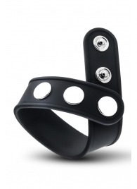 Черное эрекционное кольцо на кнопках - Blush Novelties - в Ногинске купить с доставкой