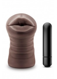 Коричневый мастурбатор-ротик Krystal Vibrating Masturbator - Blush Novelties - в Ногинске купить с доставкой