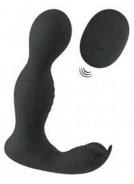 Черная анальная пробка с вибрацией, вращением и пультом ДУ RC Butt Plug with 2 Functions - Orion - в Ногинске купить с доставкой