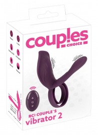 Фиолетовая насадка на член с клиторальным отростком и пультом ДУ RC Couple’s Vibrator 2 - Orion - в Ногинске купить с доставкой