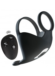 Черная вибронасадка для эрекции и стимуляции мошонки Cock ring with RC ball massager - Orion - в Ногинске купить с доставкой