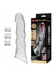 Прозрачный фаллоудлинитель с 3 вставками - 28 см. - Baile - в Ногинске купить с доставкой