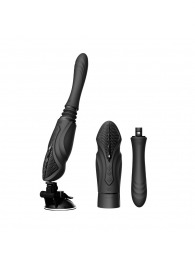 Черная секс-машина с функцией нагрева, насадками и присоской Sesh - Zalo - купить с доставкой в Ногинске