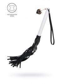 Плеть с белой рукоятью и чёрными хлыстами - 50 см. - Pecado - купить с доставкой в Ногинске