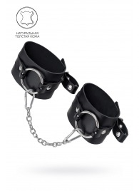 Черные оковы из толстой кожи с люверсами - Pecado - купить с доставкой в Ногинске