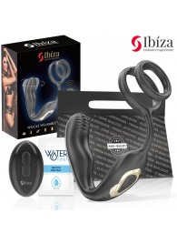 Черная анальная пробка с вращением и эрекционными кольцами - Ibiza - в Ногинске купить с доставкой