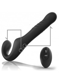 Черный безремневой страпон с вибрацией и возвратно-поступательными движениями - 24 см. - Ibiza - купить с доставкой в Ногинске
