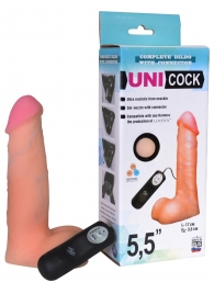 Фаллическая насадка Харнесс UNICOCK 5,5  с вибрацией - 17 см. - LOVETOY (А-Полимер) - купить с доставкой в Ногинске