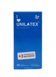 Классические презервативы Unilatex Natural Plain - 12 шт. + 3 шт. в подарок - Unilatex - купить с доставкой в Ногинске