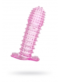 Гелевая розовая насадка с шипами - 12 см. - Toyfa Basic - в Ногинске купить с доставкой