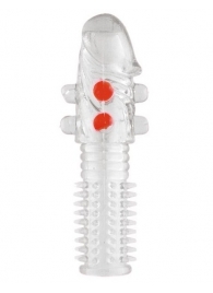 Гелевая прозрачная насадка с шариками и шипами - 14 см. - Toyfa Basic - в Ногинске купить с доставкой