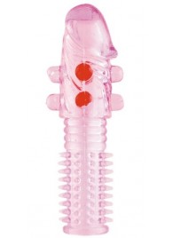 Гелевая розовая насадка с шариками и шипами - 14 см. - ToyFa - в Ногинске купить с доставкой