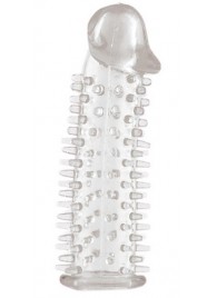 Прозрачная насадка на половой член с закрытой головкой и шипами - 12,5 см. - Toyfa Basic - в Ногинске купить с доставкой