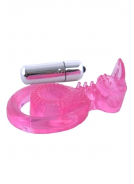 Розовая вибронасадка со стимулятор клитора   Язычок - Toyfa Basic - в Ногинске купить с доставкой