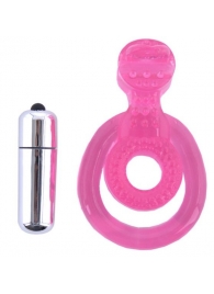 Розовая вибронасадка со стимулятор клитора   Язычок - Toyfa Basic - в Ногинске купить с доставкой
