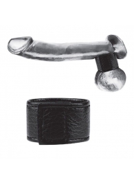 Чёрная утяжка на мошонку 1  Velcro Ball Stretcher - BlueLine - купить с доставкой в Ногинске