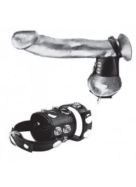 Утяжка на пенис и мошонку Cock Ring With 1.5  Ball Stretcher And Optional Weight Ring - BlueLine - купить с доставкой в Ногинске