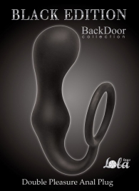 Чёрное эрекционное кольцо с анальной пробкой Double Pleasure Anal Plug - Lola Games - в Ногинске купить с доставкой