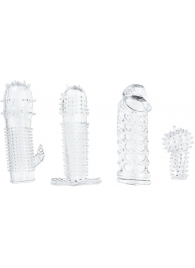 Набор из 4 насадок на член Pleasured Penis Enhancement Sleeve 4 Pack - XR Brands - в Ногинске купить с доставкой
