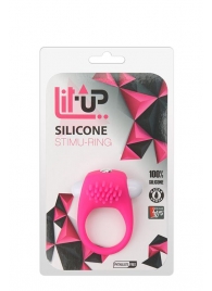 Розовое эрекционное кольцо с щеточкой LIT-UP SILICONE STIMU RING 5 - Dream Toys - в Ногинске купить с доставкой