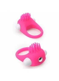 Розовое эрекционное кольцо с щеточкой LIT-UP SILICONE STIMU RING 5 - Dream Toys - в Ногинске купить с доставкой