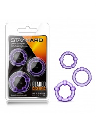 Набор из 3 фиолетовых эрекционных колец Stay Hard Beaded Cockrings - Blush Novelties - в Ногинске купить с доставкой