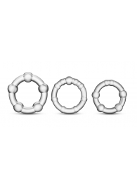 Набор из 3 прозрачных эрекционных колец Stay Hard Beaded Cockrings - Blush Novelties - в Ногинске купить с доставкой