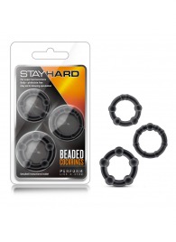 Набор из 3 чёрных эрекционных колец Stay Hard Beaded Cockrings - Blush Novelties - в Ногинске купить с доставкой