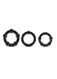 Набор из 3 чёрных эрекционных колец Stay Hard Beaded Cockrings - Blush Novelties - в Ногинске купить с доставкой