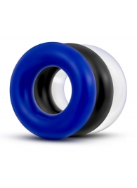 Набор из 3 разноцветных колец Stay Hard Donut Rings - Blush Novelties - в Ногинске купить с доставкой