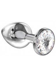 Большая серебристая анальная пробка Diamond Clear Sparkle Large с прозрачным кристаллом - 8 см. - Lola Games - купить с доставкой в Ногинске